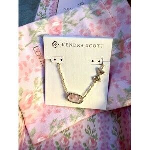 Kendra Scott X LoveShackFancy Rosa Beaux Pink Bow Illusion Elisa Necklace NWT